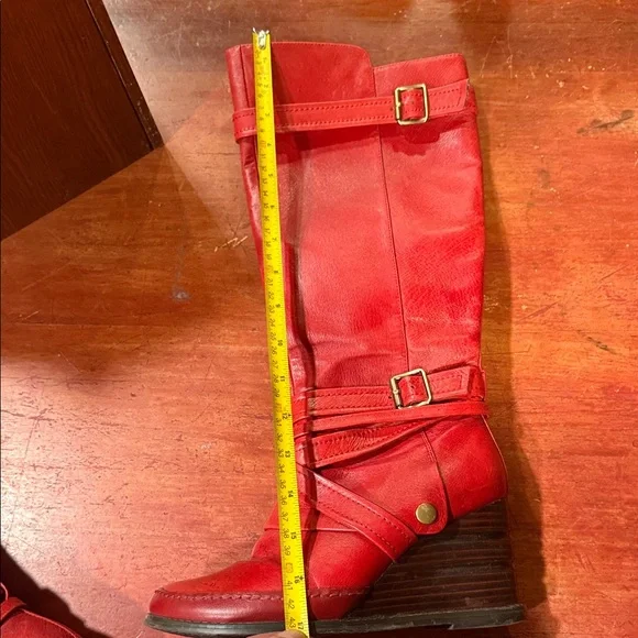 Miz Mooz Red Leather Knee-High Wedge Boots. Size 6.5 - Picture 12 of 13